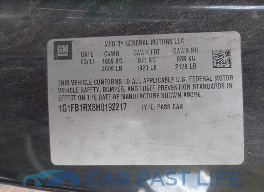 1G1FB1RX8H0192217# 9