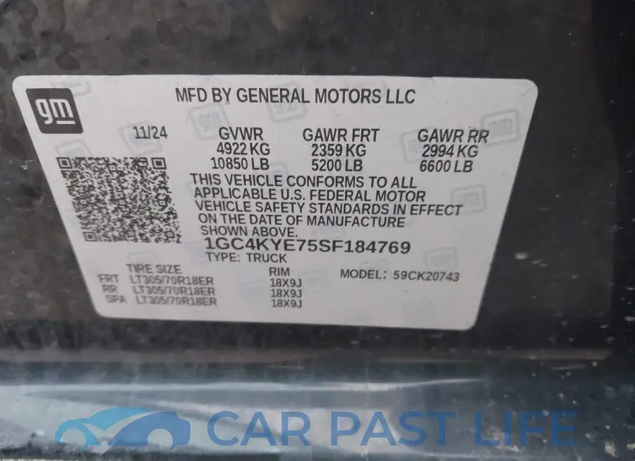 1GC4KYE75SF184769# 8
