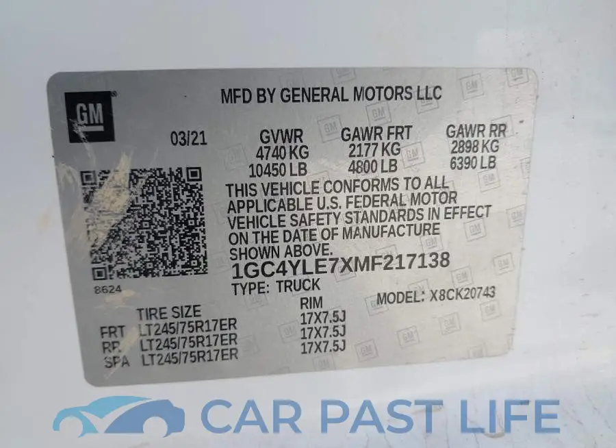 1GC4YLE7XMF217138# 8