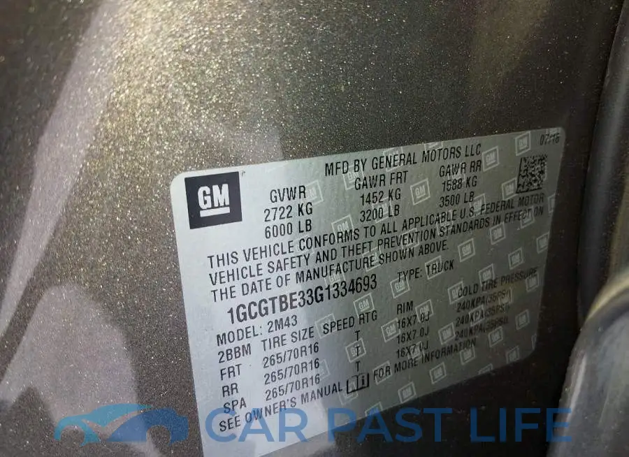1GCGTBE33G1334693# 9
