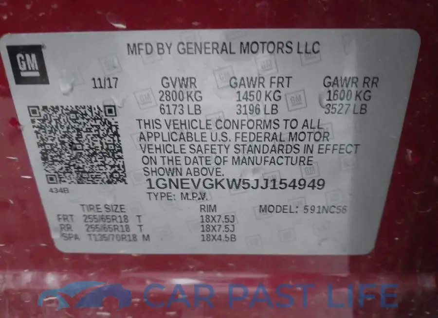1GNEVGKW5JJ154949# 9