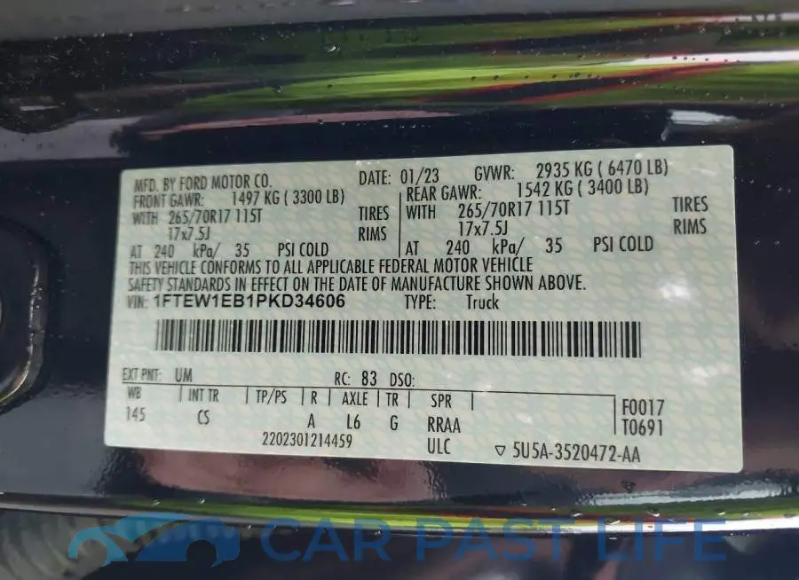 1FTEW1EB1PKD34606# 9