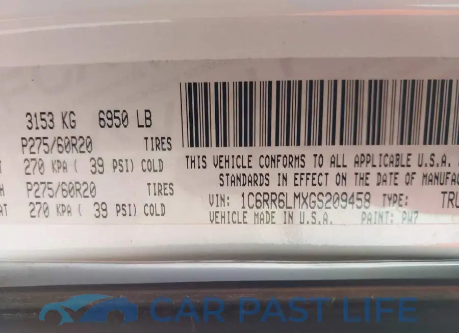 1C6RR6LMXGS209458# 9
