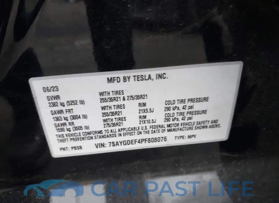 7SAYGDEF4PF808076# 9