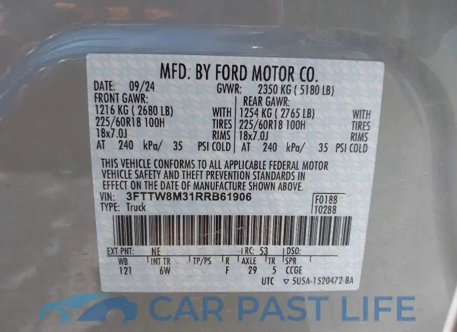3FTTW8M31RRB61906# 9